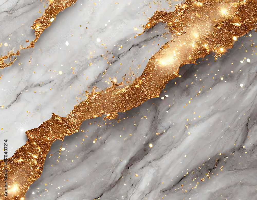 Luxury background with white marble waves and golden glitter Luxury background with white marble waves and golden glitter
