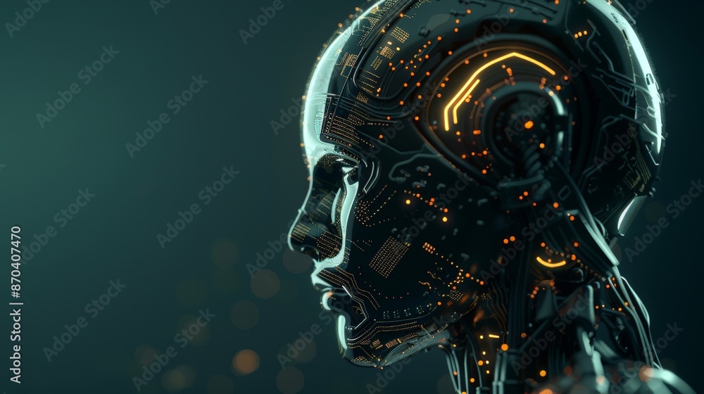 Advanced AI Robot Profile in Neon Blue Advanced AI Robot Profile in Neon Blue