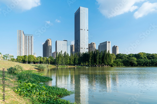 Lakeside modern office building in China