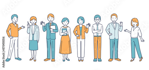 ビジネスマンとビジネスウーマンの全身イラスト＿セット