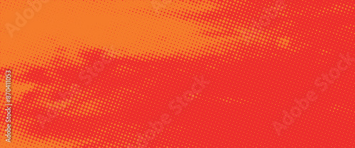 Dots halftone orange color pattern gradient texture with technology digital background. Dots pop art comics with summer background ilustrasi