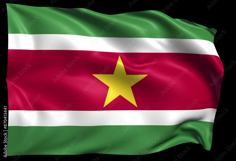 waving flag of Suriname Loop waving flag of Suriname Loop
