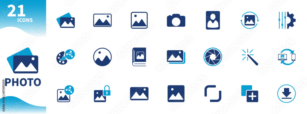 Photo icon. Set of camera icons, photo editing, photo creation, artificial intelligence, filters. Solid vector icons Photo icon. Set of camera icons, photo editing, photo creation, artificial intelligence, filters. Solid vector icons
