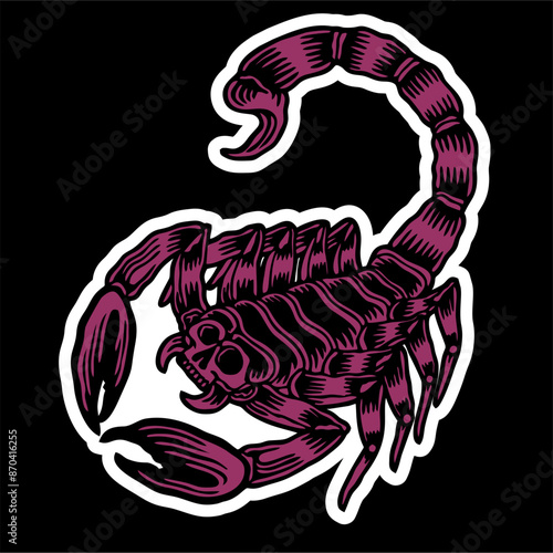 vector artwork illustration tracing scorpion head human skull . Can be used as Logo, Brands, Mascots, tshirt, sticker,patch and Tattoo design.