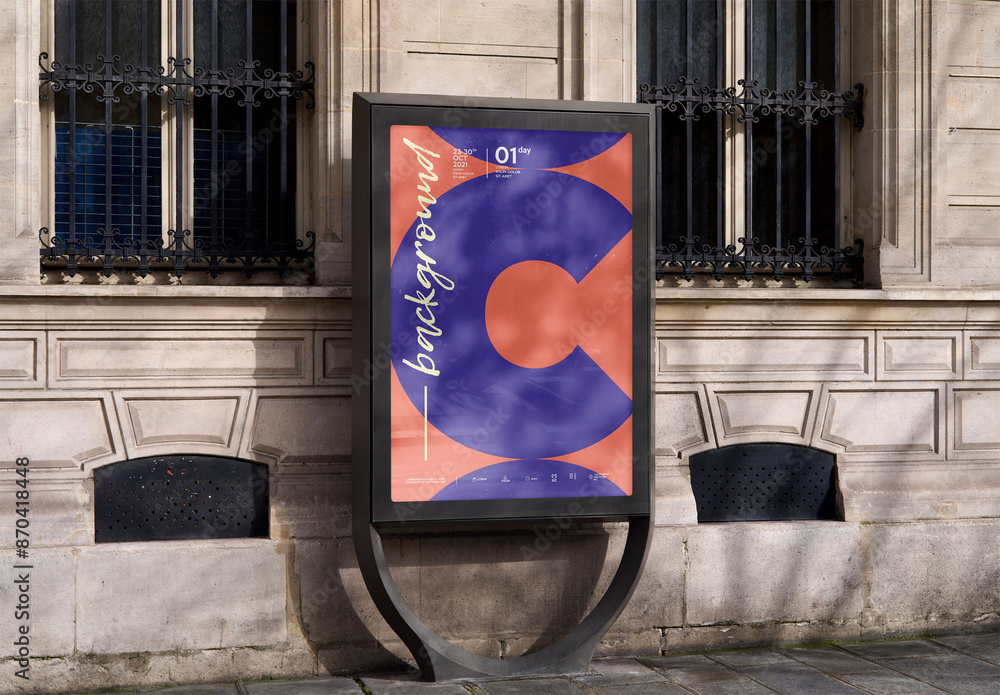 Mockup Of Customized Poster Outside Building Stock Template | Adobe Stock