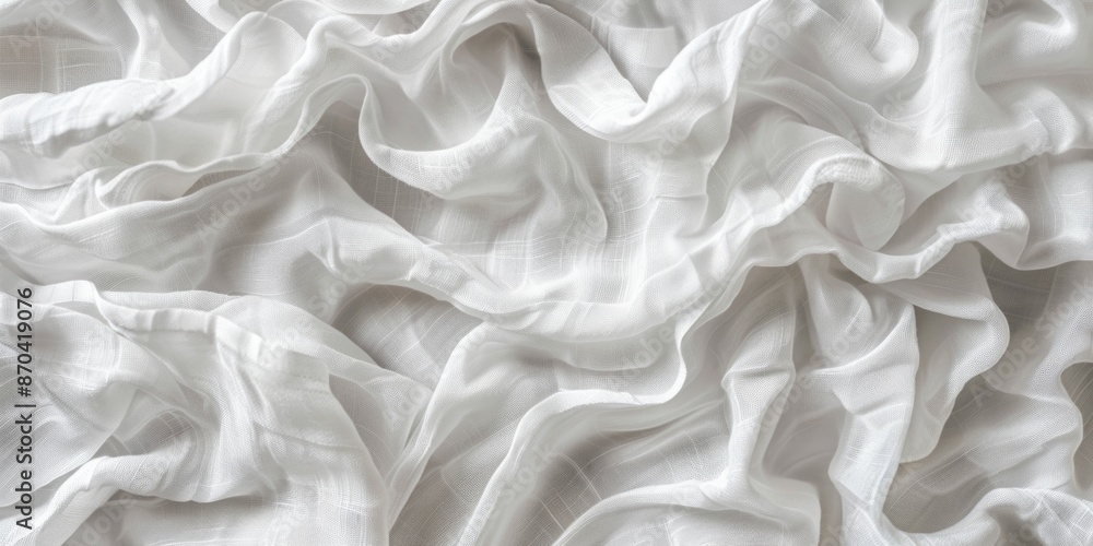 A white fabric with a pattern of white lines. The fabric is very thin and has a very smooth texture A white fabric with a pattern of white lines. The fabric is very thin and has a very smooth texture