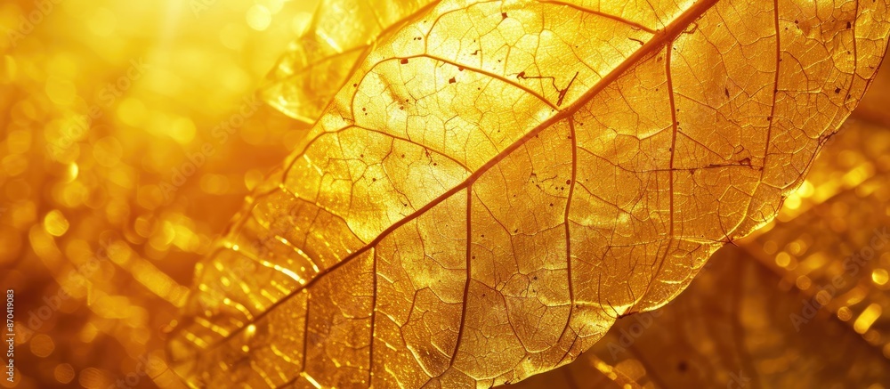Obraz premium Background with a gleaming gold foil texture resembling a shiny yellow leaf, perfect for a copy space image.