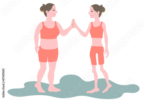 摂食障害の女性のボディイメージのベクターイラストレーション