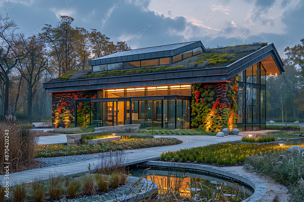 Installations with renewable energy sources, eco-friendly materials, and innovative solutions to reduce emissions Installations with renewable energy sources, eco-friendly materials, and innovative solutions to reduce emissions