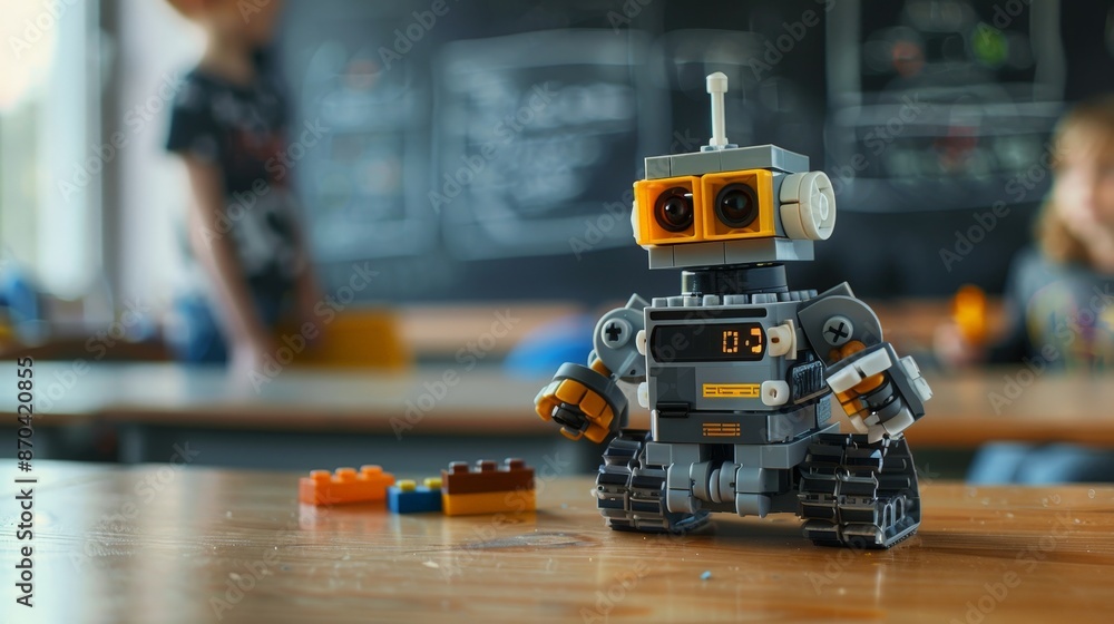 Children and Teacher Assemble Robots in Classroom Children and Teacher Assemble Robots in Classroom