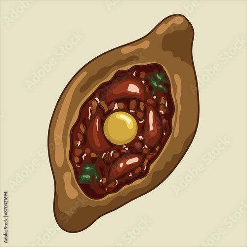 Georgian Khachapuri with cheese and tomatoes
