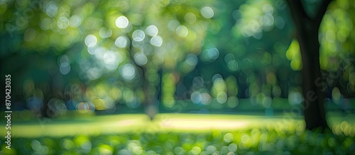 Fototapeta Naklejka Na Ścianę i Meble -  Blurred abstract green nature view in a Bangkok park, ideal for copy space image.