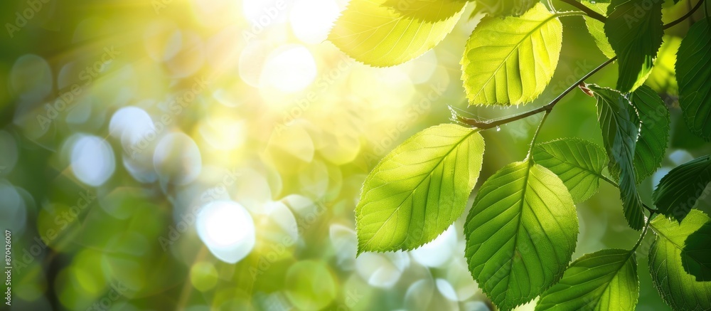 Sunlight illuminates fresh green zelkova leaves in a copy space image. Sunlight illuminates fresh green zelkova leaves in a copy space image.