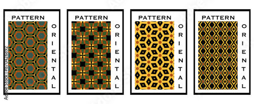 Set of 4 Oriental pattern for textiles, wallpapers, business cards, leaflets, for use in graphics