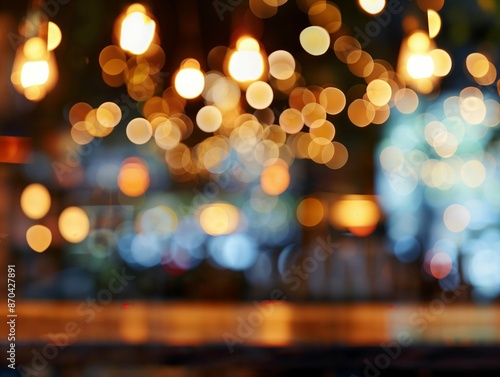 Wallpaper Mural Out-of-focus image of warm string lights, creating a bokeh effect that evokes a festive and cozy atmosphere. Torontodigital.ca