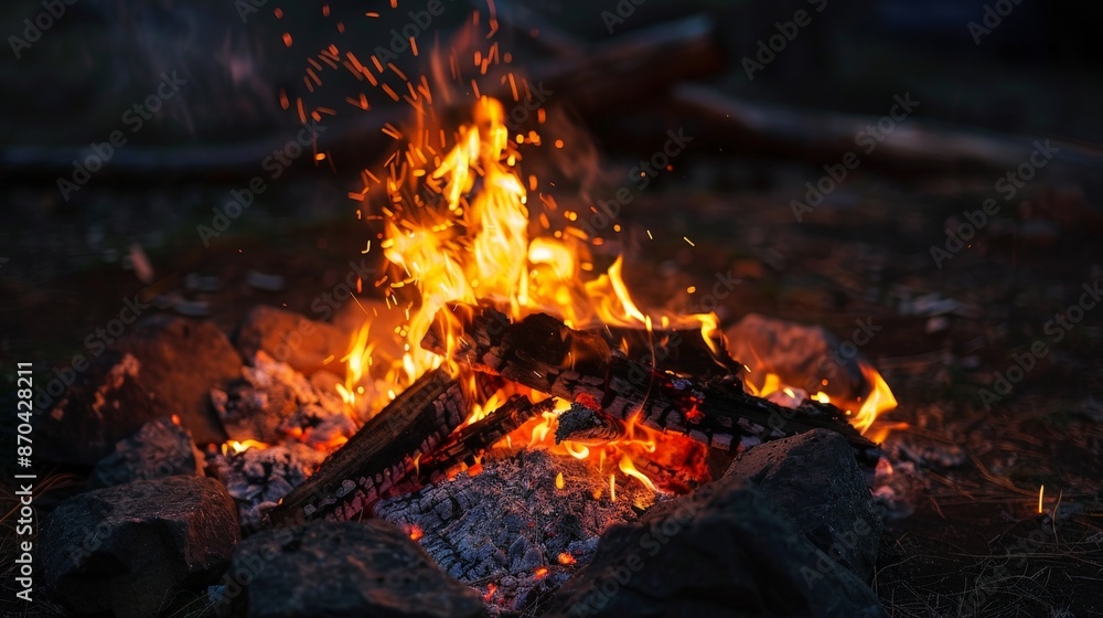 Campfires illuminate the night, their glowing embers a gathering place for stories and songs. Campfires illuminate the night, their glowing embers a gathering place for stories and songs.