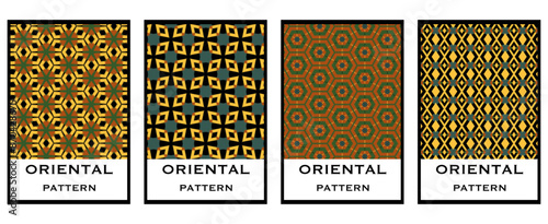 Set of 4 Oriental pattern for textiles, wallpapers, business cards, leaflets, for use in graphics