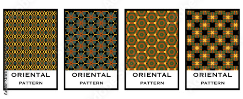 Set of 4 Oriental pattern for textiles, wallpapers, business cards, leaflets, for use in graphics
