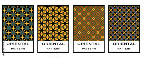 Set of 4 Oriental pattern for textiles, wallpapers, business cards, leaflets, for use in graphics