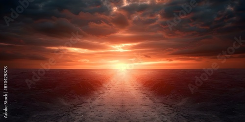 Pathway leading to either heaven or hell. Concept Spirituality, Afterlife, Moral Choices, Divine Judgement, Human Destiny