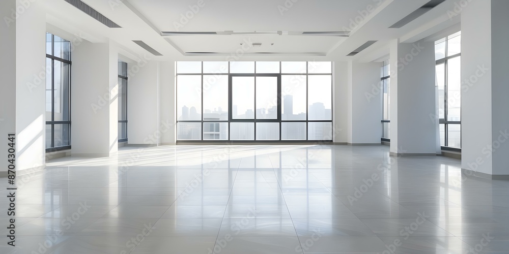 Vacant modern office space in city highrise after tenant move out. Concept Commercial Real Estate, Office Space, Urban Locations, Vacant Property, Tenant Move-Out Vacant modern office space in city highrise after tenant move out. Concept Commercial Real Estate, Office Space, Urban Locations, Vacant Property, Tenant Move-Out