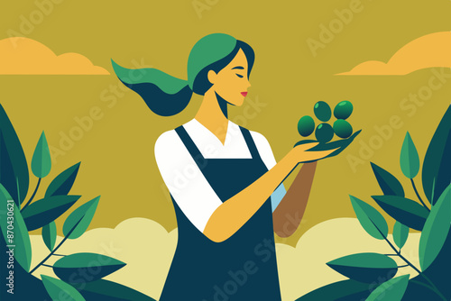 Vector image of traditional avocado fruit harvest