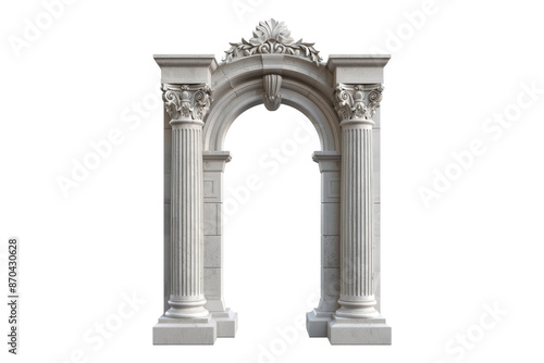 Stately arch pillar isolated on transparent background