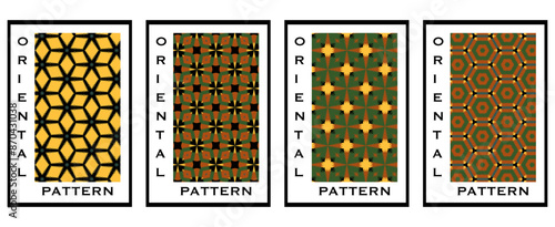 Set of 4 Oriental pattern for textiles, wallpapers, business cards, leaflets, for use in graphics