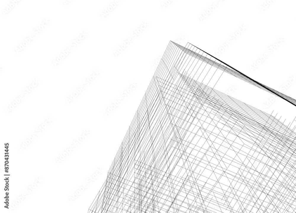 Modern architecture building vector 3d drawing Modern architecture building vector 3d drawing