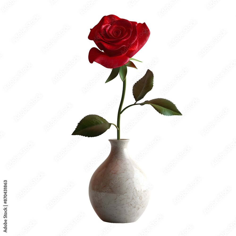 Obraz premium Red Roses in a Vase with Leaves and Petals