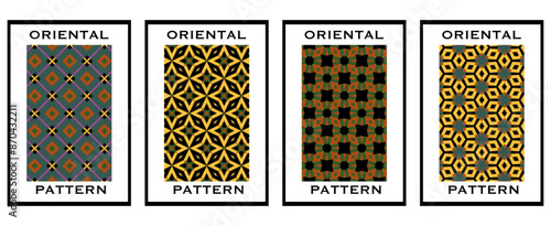 Set of 4 Oriental pattern for textiles, wallpapers, business cards, leaflets, for use in graphics