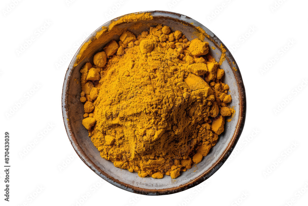 Turmeric powder in a bowl isolated on transparent background Turmeric powder in a bowl isolated on transparent background