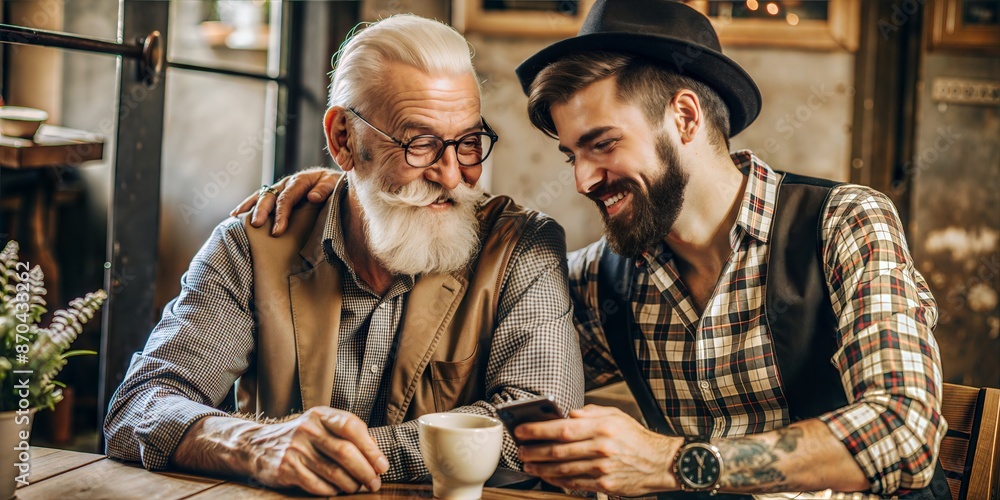 Generational Bonding: Hipster Son and Senior Dad
Generational Bonding: Hipster Son and Senior Dad