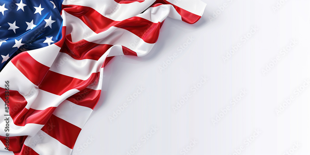 Fototapeta premium Celebrate Memorial Day, Independence Day! Closed for the Holidays. Banner with Copy Space, USA American Flag Elements