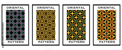 Set of 4 Oriental pattern for textiles, wallpapers, business cards, leaflets, for use in graphics