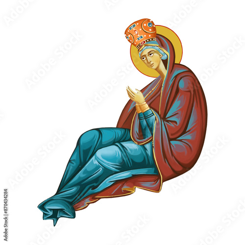 Holy Virgin Mary in Byzantine style isolated