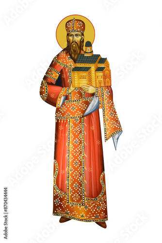 Saint Stefan Urosh I in Byzantine style isolated