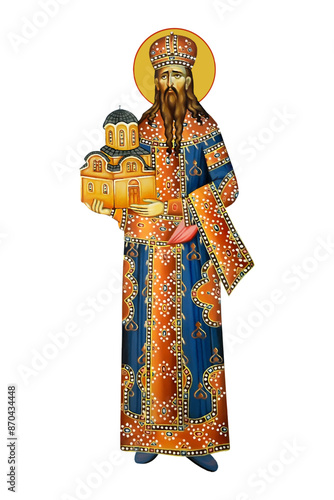 Saint Stefan Milutin in Byzantine style isolated