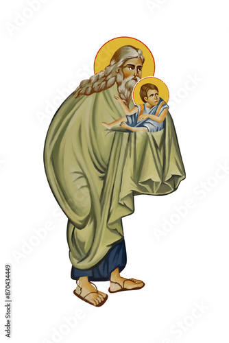 Simeon the God- receiver in Byzantine style isolated