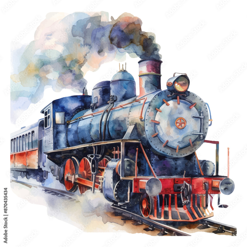 Naklejka premium Watercolor train isolated on white background