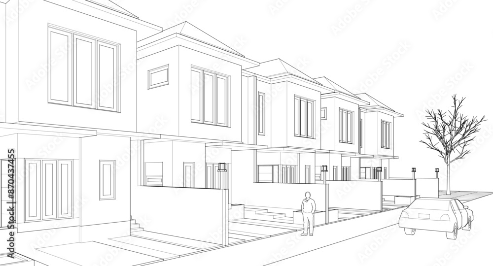 modern townhouse sketch 3d rendering modern townhouse sketch 3d rendering