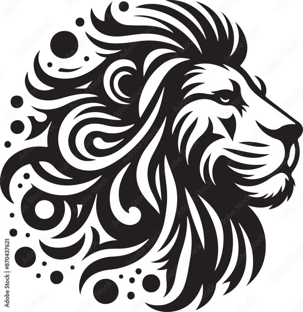 Fototapeta premium sketch of a tribal lion tattoo. lion king logo. vector drawing graceful and graceful king of beasts lion