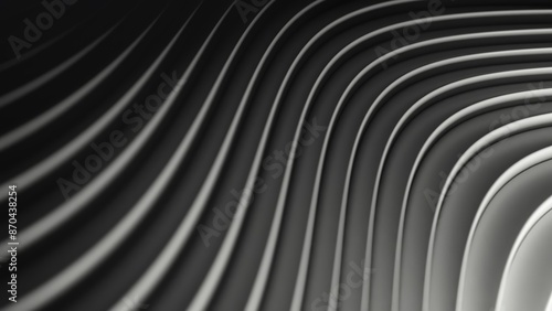 Dark grey waves abstract motion background. 3d animation