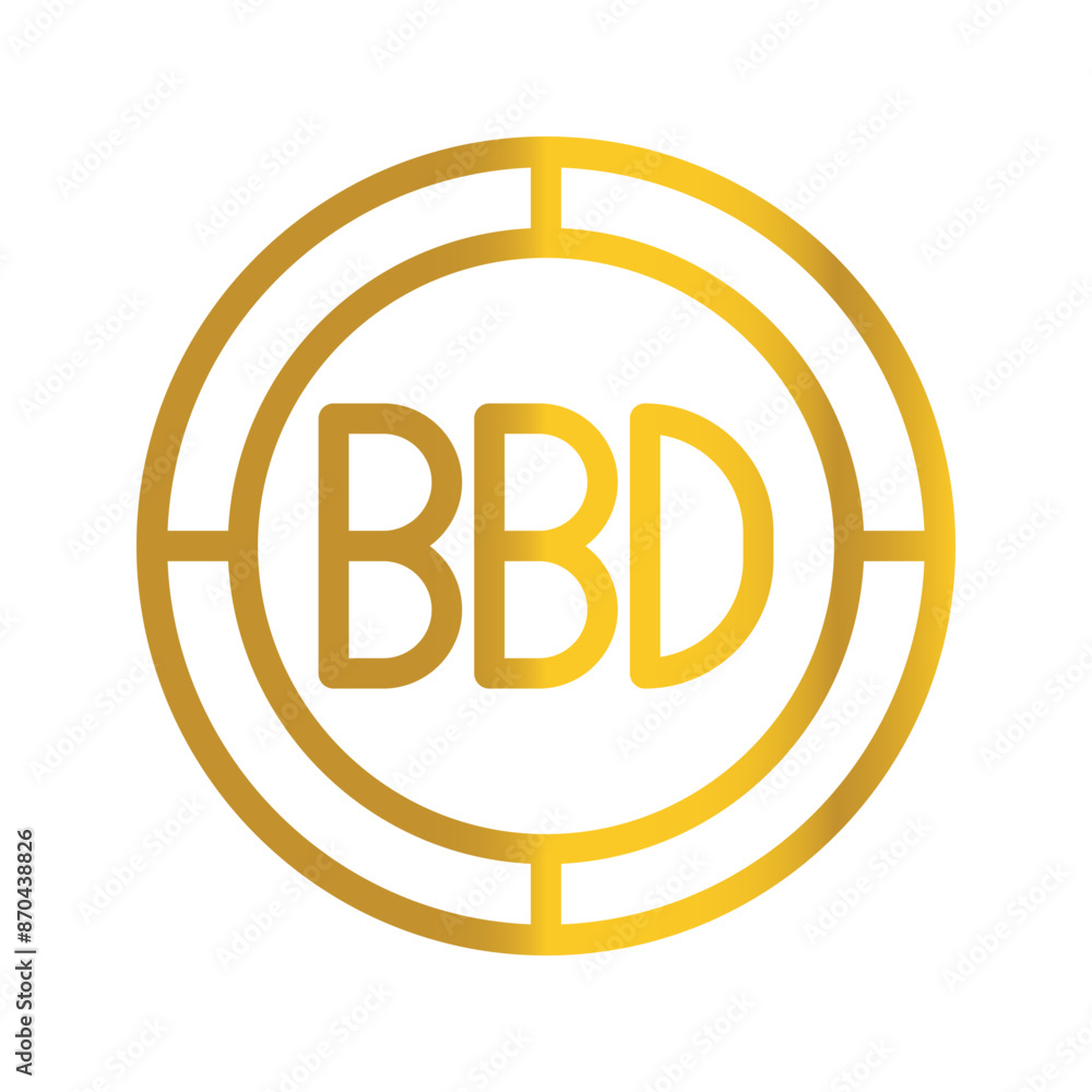 Currency Golden Barbados Dollar coin, can be used as a design symbol for Money, Finance and business. with a gradient fill design. Currency Golden Barbados Dollar coin, can be used as a design symbol for Money, Finance and business. with a gradient fill design.