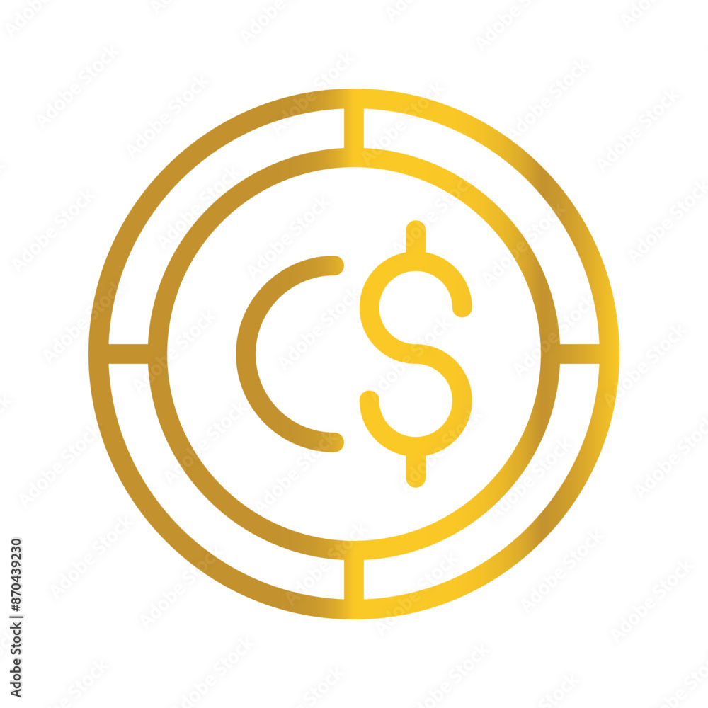 Canadian Dollar golden coin currency, can be used as a design symbol for Money, Finance and business. with a gradient fill design. Canadian Dollar golden coin currency, can be used as a design symbol for Money, Finance and business. with a gradient fill design.