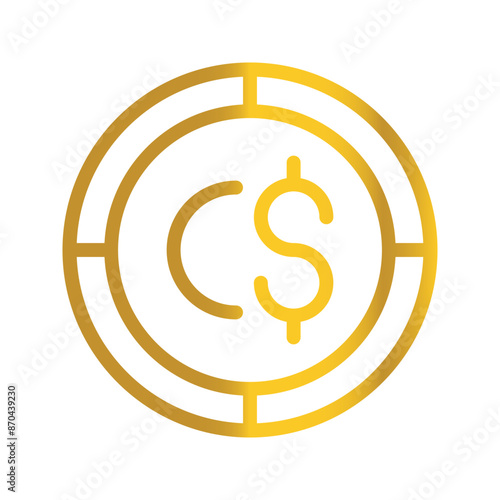 Canadian Dollar golden coin currency, can be used as a design symbol for Money, Finance and business. with a gradient fill design.