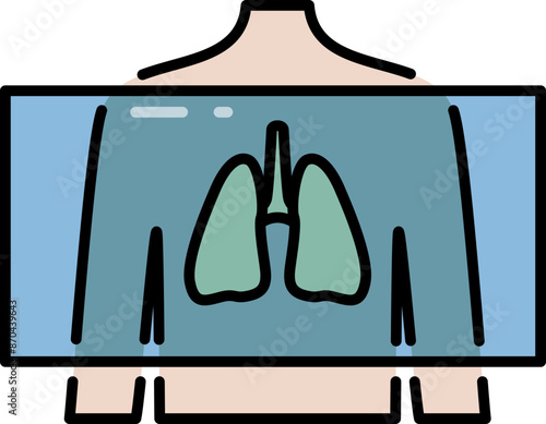 Lung rontgen line icon