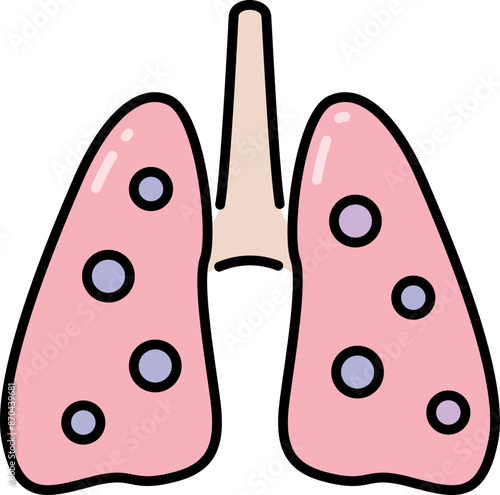 Lung infected with tuberculosis line icon