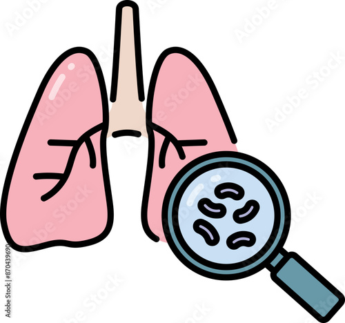 Lung infected with tuberculosis line icon