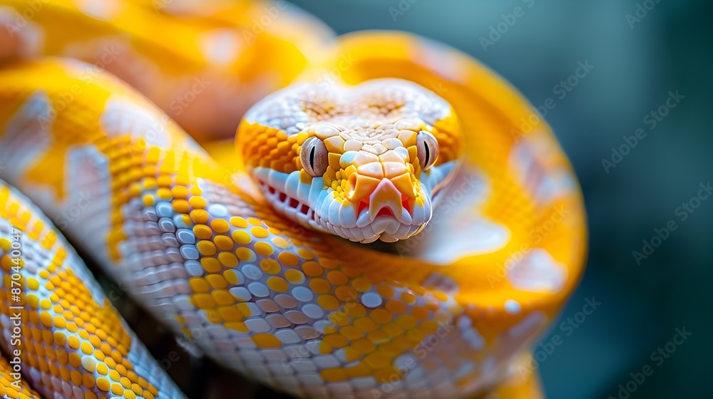 Fototapeta premium Vibrant Coiled Snake with Captivating Color Patterns